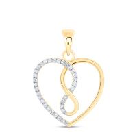 10K Yellow Gold Round Diamond Infinity Heart Pendant 0.13 Cttw