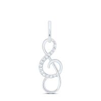 10K White Gold Round Diamond Treble Clef Music Note Pendant 0.10 Cttw
