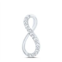10K White Gold Round Diamond Infinity Pendant 0.10 Cttw
