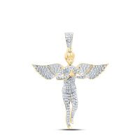 10K Yellow Gold Round Diamond Angel Charm Pendant 1 Cttw