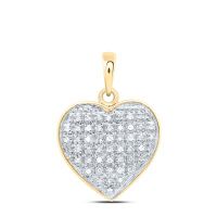 10K Yellow Gold Round Diamond Heart Pendant 0.17 Cttw