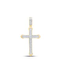 10K Yellow Gold Round Diamond Cross Charm Pendant 0.25 Cttw