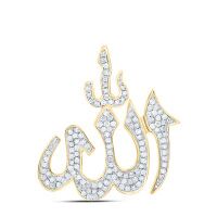 10K Yellow Gold Round Diamond Allah Islam Charm Pendant 0.33 Cttw
