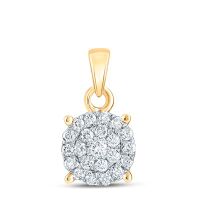 10K Yellow Gold Round Diamond Cluster Pendant 0.25 Cttw