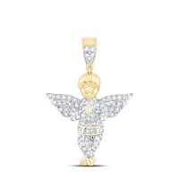 10K Yellow Gold Round Diamond Angel Charm Pendant 0.50 Cttw