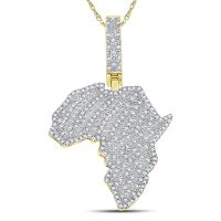 10K Yellow Gold Round Diamond Africa Charm Pendant 0.63 Cttw