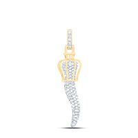 10K Yellow Gold Round Diamond Italian Horn Charm Pendant 0.50 Cttw