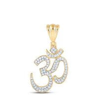 10K Yellow Gold Round Diamond Om Charm Pendant 0.50 Cttw