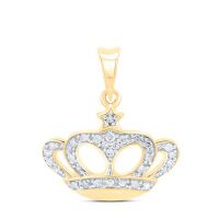 10K Yellow Gold Round Diamond Crown Pendant 0.13 Cttw