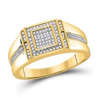 10K Yellow Gold Round Diamond Square Ring 0.20 Cttw