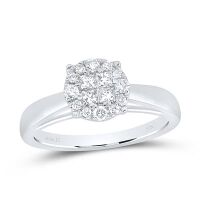 14K White Gold Princess Diamond Cluster Bridal Engagement Ring 0.25 Cttw