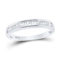 14K White Gold Baguette Diamond Wedding Band 0.25 Cttw