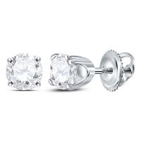14K White Gold Round Diamond Supreme Solitaire Earrings 0.63 Cttw (Certified)
