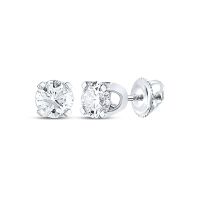 14K White Gold Round Diamond Solitaire Earrings 0.20 Cttw (Certified)