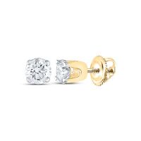 14K Yellow Gold Round Diamond Stud Earrings 0.20 Cttw (Certified)