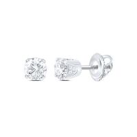 14K White Gold Round Diamond Excellent Solitaire Earrings 0.63 Cttw (Certified)
