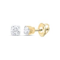 14K Yellow Gold Unisex Round Diamond Solitaire Stud Earrings 0.20 Cttw (Certified)