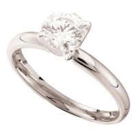14K White Gold Round Diamond Solitaire Supreme Bridal Ring 0.50 Cttw (Certified)