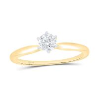 14K Yellow Gold Round Diamond Solitaire Excellent+ Bridal Ring 0.38 Cttw (Certified)