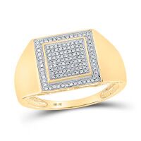 10K Yellow Gold Round Diamond Square Ring 0.25 Cttw