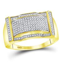 10K Yellow Gold Round Diamond Rectangle Cluster Ring 0.33 Cttw