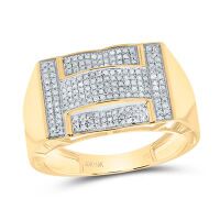 10K Yellow Gold Round Diamond Cluster Ring 0.50 Cttw