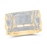 10K Yellow Gold Round Diamond Domed Cluster Ring 0.63 Cttw