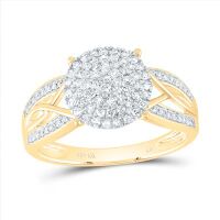 10K Yellow Gold Round Diamond Circle Cluster Ring 0.38 Cttw