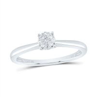 10K White Gold Round Diamond Cluster Ring 0.17 Cttw