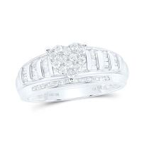 10K White Gold Round Diamond Heart Bridal Engagement Ring 0.50 Cttw