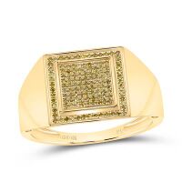10K Yellow Gold Yellow Diamond Square Cluster Ring 0.25 Cttw
