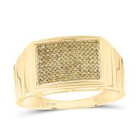 10K Yellow Gold Round Yellow Diamond Cluster Ring 0.25 Cttw