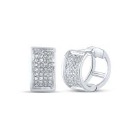 Sterling Silver Diamond Unisex Huggie Hoop Earrings 0.17 Cttw