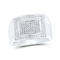 Sterling Silver Round Diamond Cluster Ring 0.33 Cttw