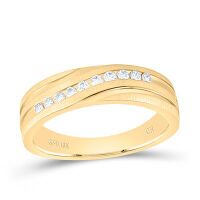 10K Yellow Gold Machine Set Round Diamond Wedding Channel Band Ring 0.25 Cttw