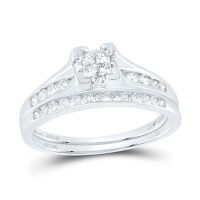 10K White Gold Princess Diamond Bridal Wedding Ring Set 0.50 Cttw