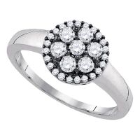 Sterling Silver Round Diamond Flower Cluster Ring 0.50 Cttw