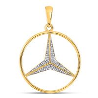 10K Yellow Gold Round Diamond Star Circle Pendant 0.33 Cttw