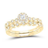 10K Yellow Gold Round Diamond Stackable Bridal Wedding Ring Set 0.33 Cttw