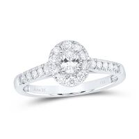 14K White Gold Oval Diamond Solitaire Bridal Engagement Ring 0.20 Cttw (Certified)