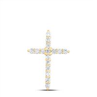 10K Yellow Gold Round Diamond Cross Pendant 0.25 Cttw