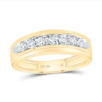 14K Yellow Gold Round Diamond Wedding Single Row Band Ring 0.50 Cttw