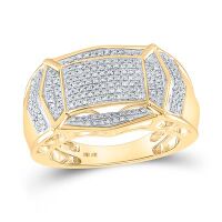 10K Yellow Gold Round Diamond Fashion Cluster Ring 0.50 Cttw