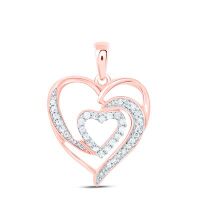 10K Rose Gold Round Diamond Heart Pendant 0.17 Cttw