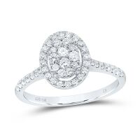 10K White Gold Round Diamond Oval Bridal Engagement Ring 0.50 Cttw
