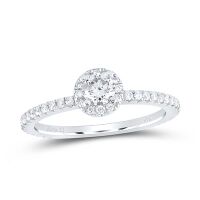 14K White Gold Round Diamond Halo Bridal Engagement Ring 0.63 Cttw (Certified)