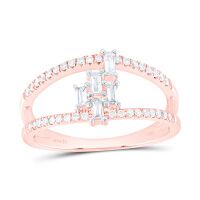 14K Rose Gold Baguette Diamond Modern Fashion Ring 0.33 Cttw