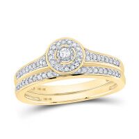 10K Yellow Gold Round Diamond Bridal Wedding Ring Set 0.20 Cttw