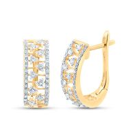 10K Yellow Gold Round Diamond Hoop Nicoles Dream Collection Earrings 0.50 Cttw