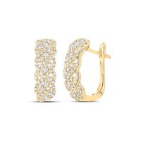 14K Yellow Gold Round Diamond Cascading Hoop Earrings 0.63 Cttw